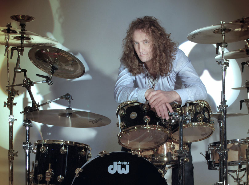 Ian Roberts at his DW drum kit